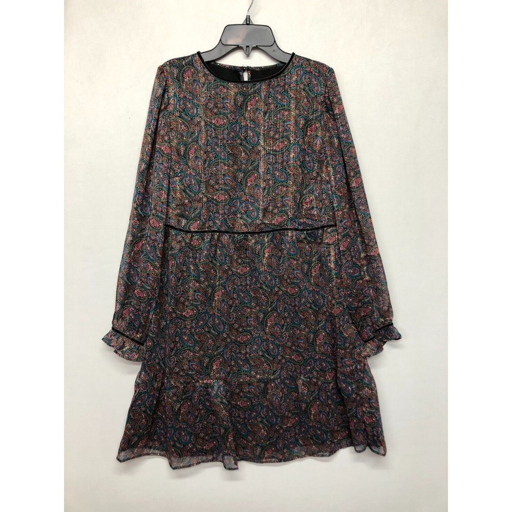 NWT Ann Taylor Loft Women Long Sleeve Boho Dress Size XS Extra Small M109 -2